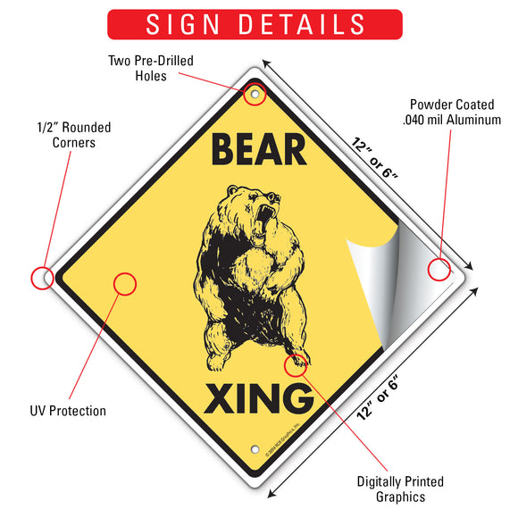Bear Xing (Crossing) Animal Signs or Sticker