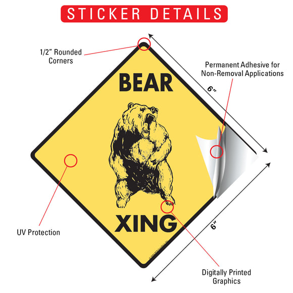 Bear Xing (Crossing) Animal Signs or Sticker