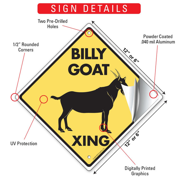 Billy Goat Xing (Crossing) Animal Signs or Sticker