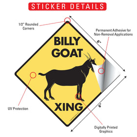 Billy Goat Xing (Crossing) Animal Signs or Sticker - 0