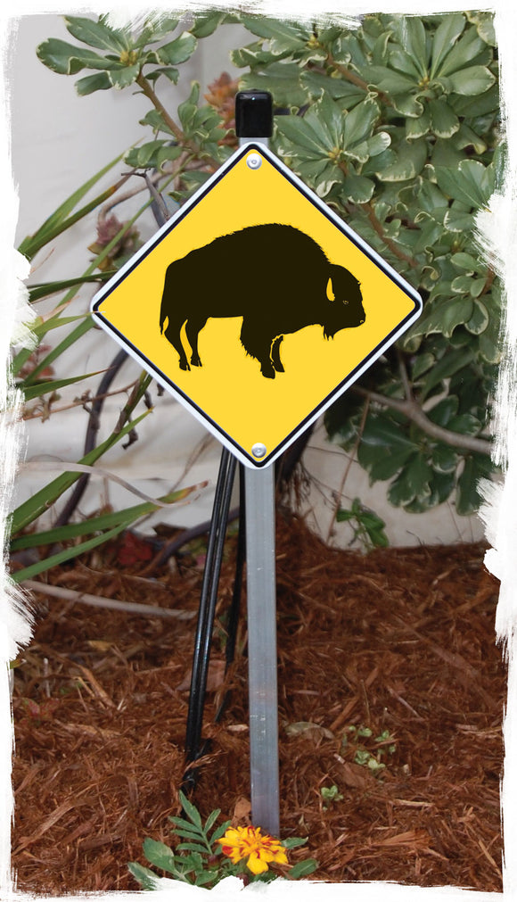 Warning Bison Animal Aluminum Sign or Vinyl Sticker - Weatherproof Novelty