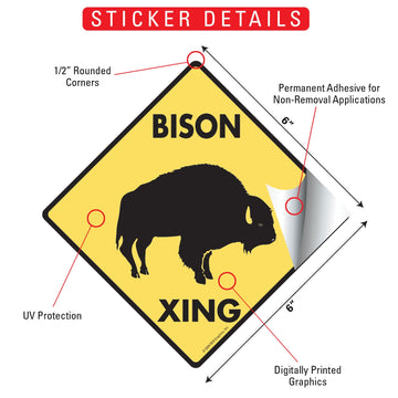 Bison Xing (Crossing) Animal Signs or Sticker - 0