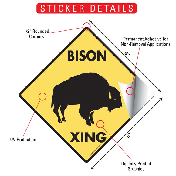 Bison Xing (Crossing) Animal Signs or Sticker