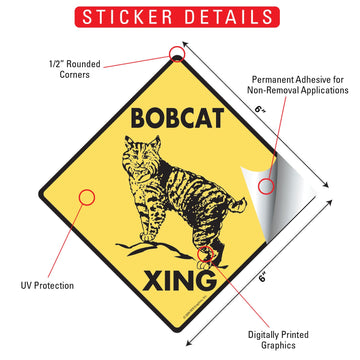 Bobcat Crossing Animal Aluminum Sign or Vinyl Sticker - Weatherproof Novelty - 0
