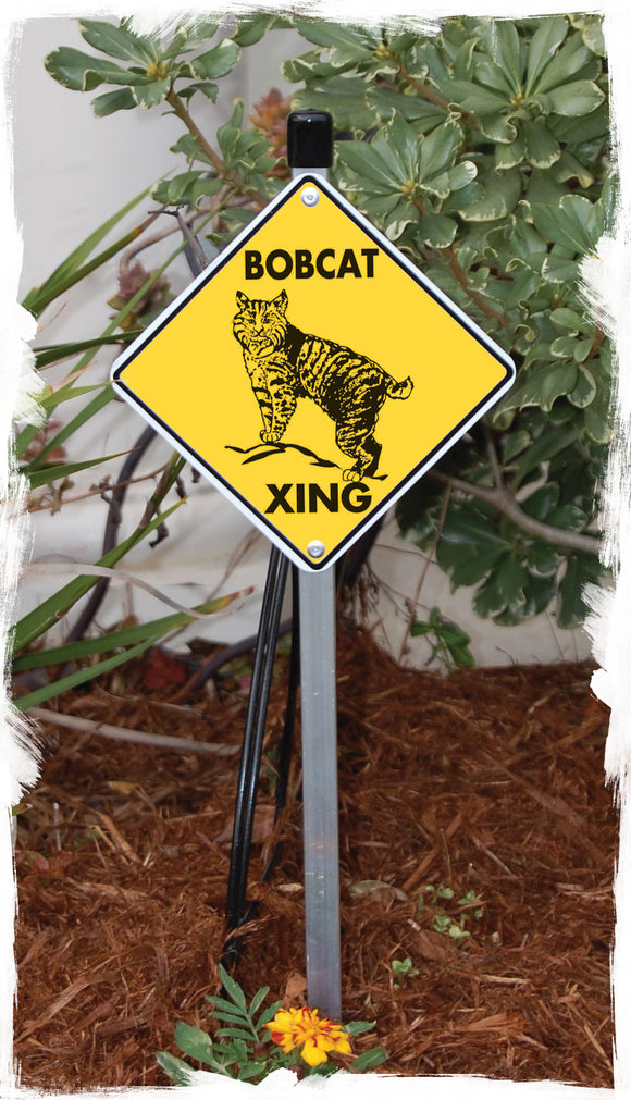 Bobcat Xing (Crossing) Animal Signs or Sticker