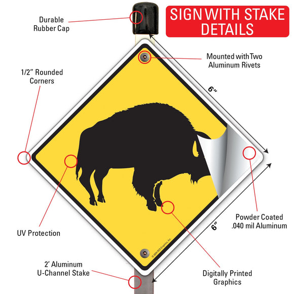 Warning! Buffalo Animal Signs or Sticker