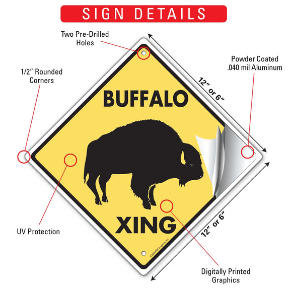 Buffalo Xing (Crossing) Animal Signs or Sticker