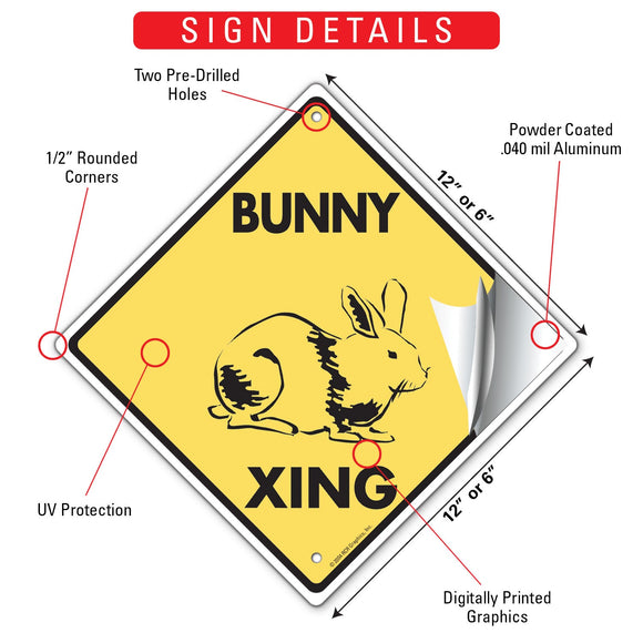 Bunny Xing (Crossing) Animal Signs or Sticker