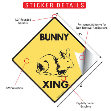 Bunny Xing (Crossing) Animal Signs or Sticker - 0