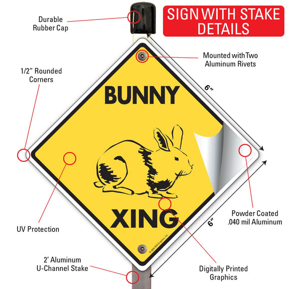 Bunny Xing (Crossing) Animal Signs or Sticker