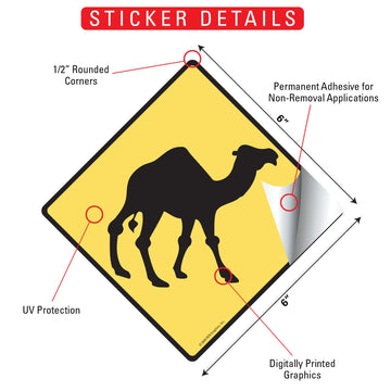 Warning Camel Animal Aluminum Sign or Vinyl Sticker - Weatherproof Novelty - 0
