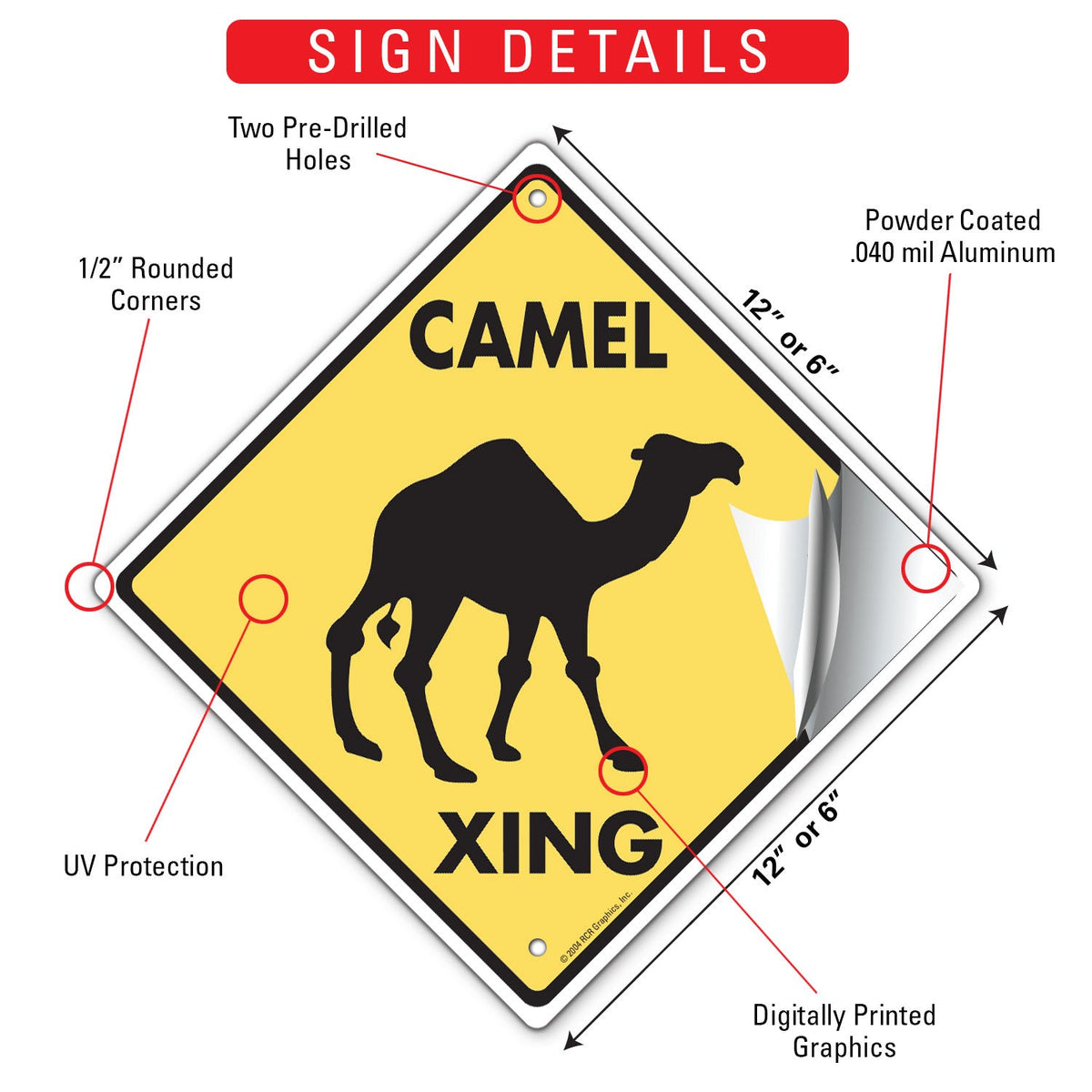 Camel Xing (Crossing) Animal Signs or Sticker | Signs With An Attitude