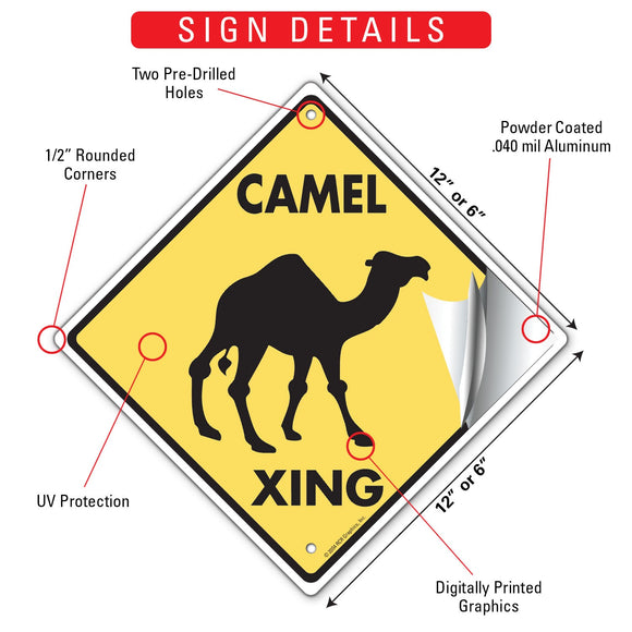 Camel Xing (Crossing) Animal Signs or Sticker
