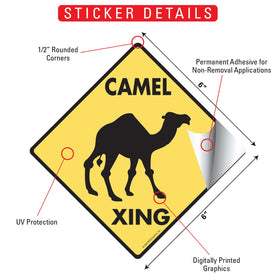 Camel Xing (Crossing) Animal Signs or Sticker - 0