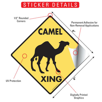 Camel Crossing Animal Aluminum Sign or Vinyl Sticker - Weatherproof Novelty - 0