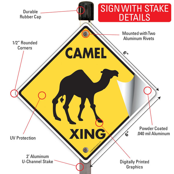 Camel Xing (Crossing) Animal Signs or Sticker