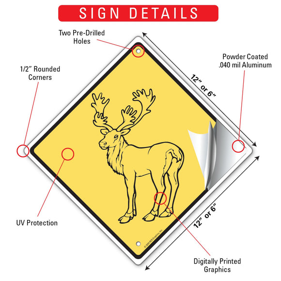 Warning! Caribou Animal Signs or Sticker