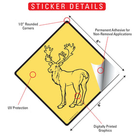 Warning! Caribou Animal Signs or Sticker - 0