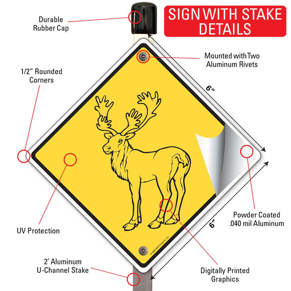 Warning! Caribou Animal Signs or Sticker
