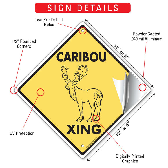 Caribou Xing (Crossing) Animal Signs or Sticker