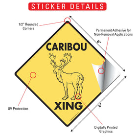 Caribou Xing (Crossing) Animal Signs or Sticker - 0