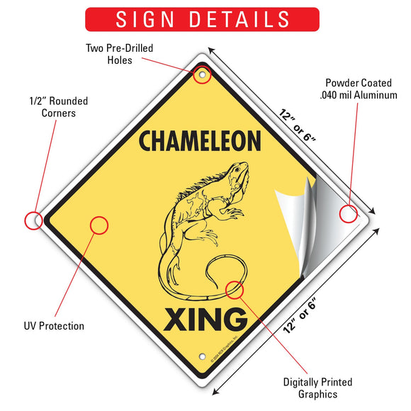 Chameleon Xing (Crossing) Reptile Signs or Sticker