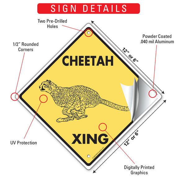 Cheetah Xing (Crossing) Animal Signs or Sticker
