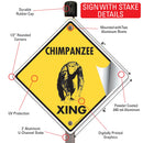 Chimpanzee Xing (Crossing) Animal Signs or Sticker-4