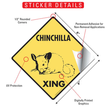 Chinchilla Crossing Animal Aluminum Sign or Vinyl Sticker - Weatherproof Novelty - 0