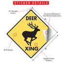 Deer Xing (Crossing) Animal Signs or Sticker-2