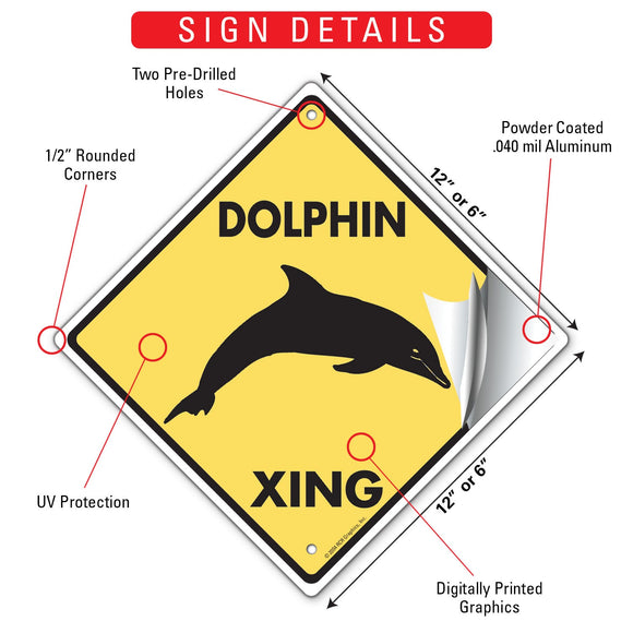 Dolphin Xing (Crossing) Animal Signs or Sticker