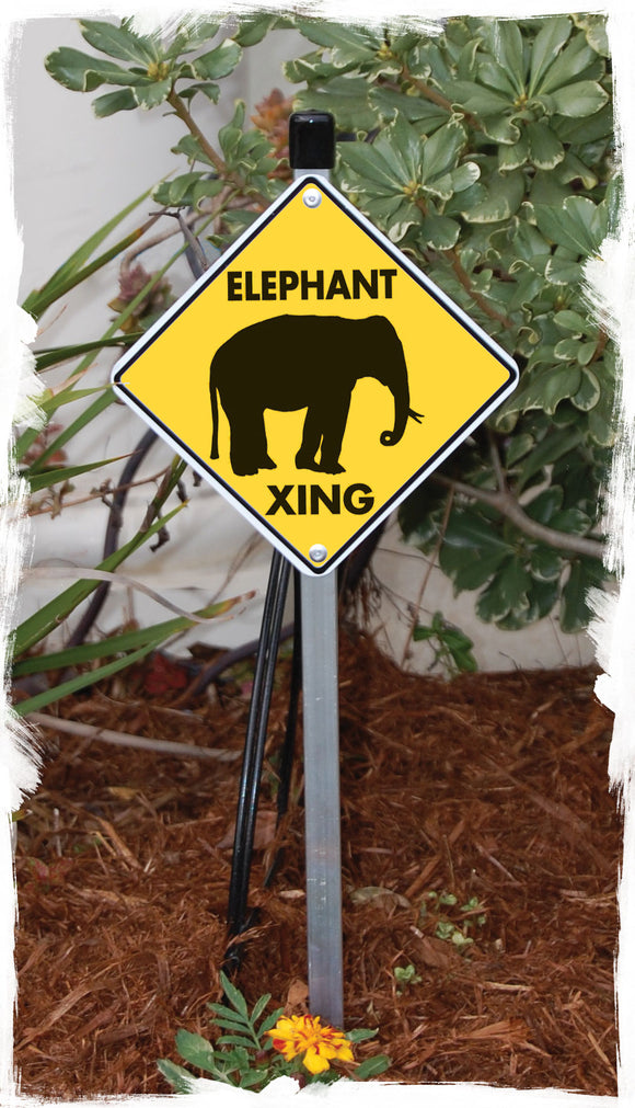 Elephant Crossing Animal Aluminum Sign or Vinyl Sticker - Weatherproof Novelty