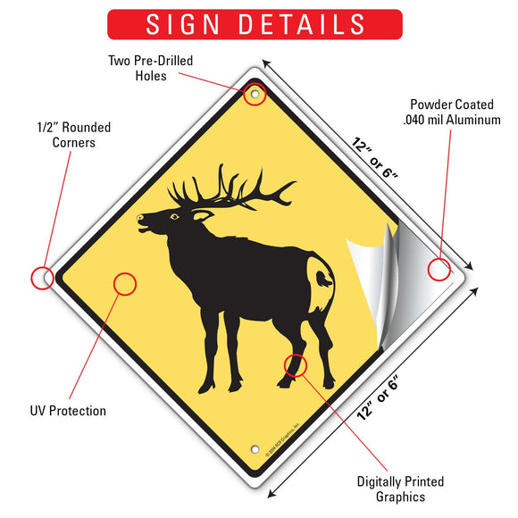 Warning! Elk Animal Signs or Sticker