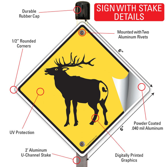 Warning! Elk Animal Signs or Sticker