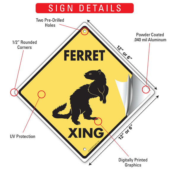 Ferret Xing (Crossing) Animal Signs or Sticker