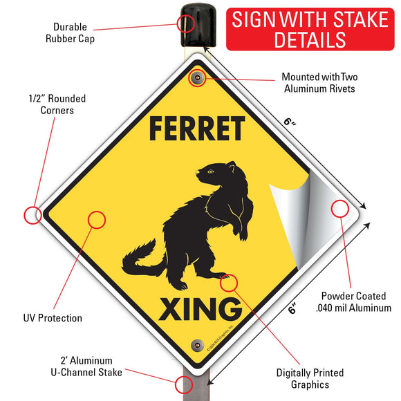 Ferret Xing (Crossing) Animal Signs or Sticker