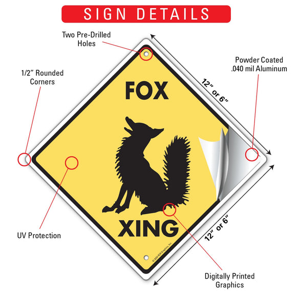Fox Xing (Crossing) Animal Signs or Sticker