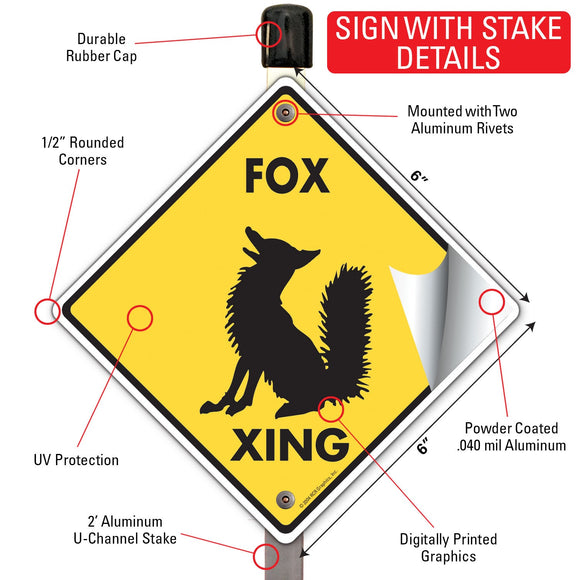 Fox Xing (Crossing) Animal Signs or Sticker
