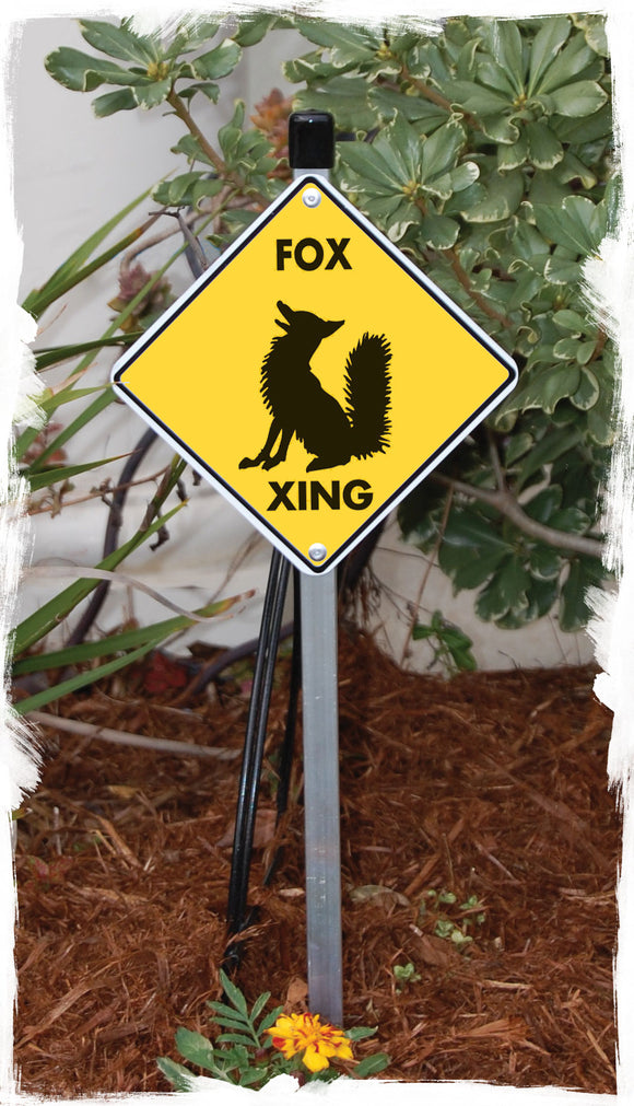 Fox Crossing Animal Aluminum Sign or Vinyl Sticker - Weatherproof Novelty