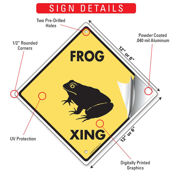 Frog Xing (Crossing) Reptile Signs or Sticker