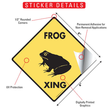 Frog Xing (Crossing) Reptile Signs or Sticker - 0