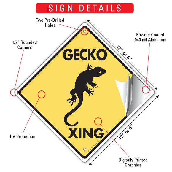Gecko Xing (Crossing) Reptile Signs or Sticker