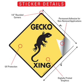 Gecko Xing (Crossing) Reptile Signs or Sticker - 0