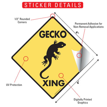 Gecko Xing (Crossing) Reptile Signs or Sticker - 0