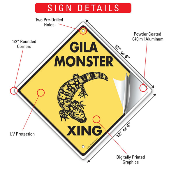 Gila Monster Xing (Crossing) Reptile Signs or Sticker