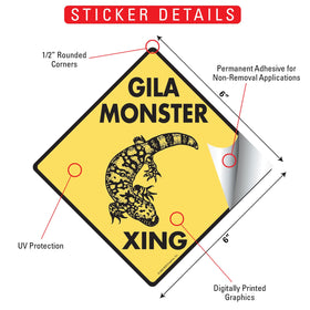 Gila Monster Xing (Crossing) Reptile Signs or Sticker - 0