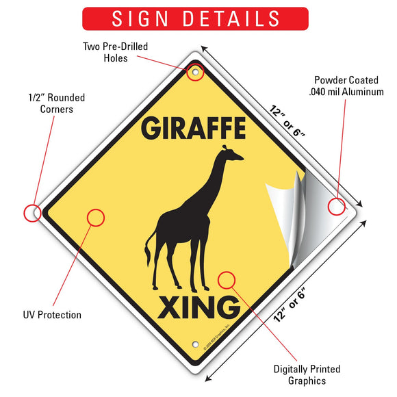 Giraffe Xing (Crossing) Animal Signs or Sticker
