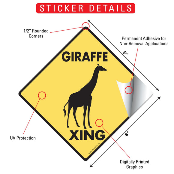 Giraffe Xing (Crossing) Animal Signs or Sticker