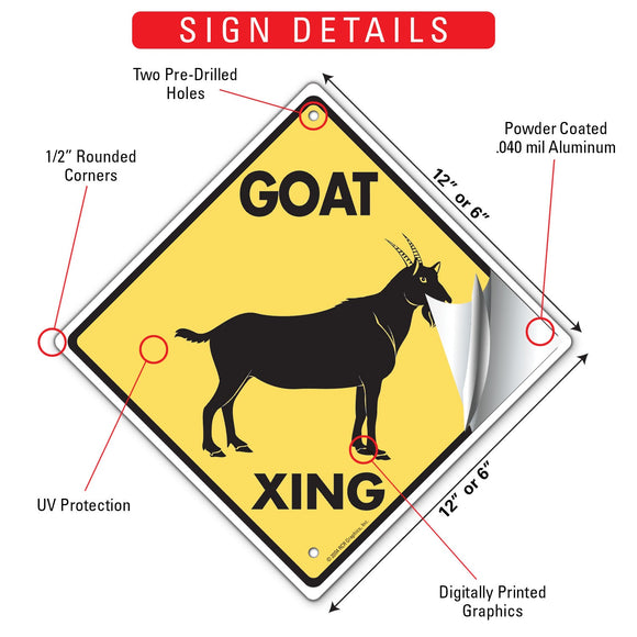 Goat Xing (Crossing) Animal Signs or Sticker