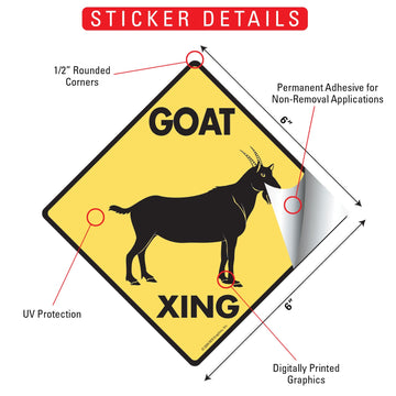 Goat Xing (Crossing) Animal Signs or Sticker - 0